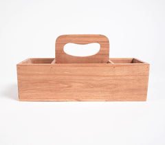 Hand Cut Teak Wood Caddy