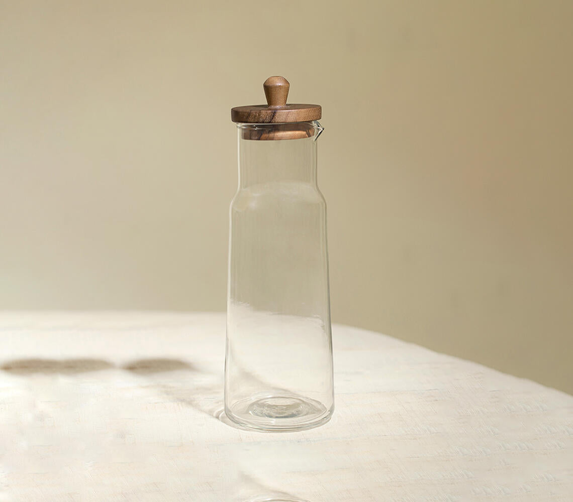 Fryst Glass Carafe with Wooden Lid