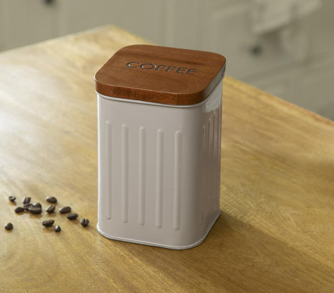 Foursquare Coffee Container with Wooden Lid