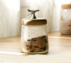 Twigy Frosted Glass Jar with Wooden Lid (Tall)