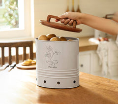 Canny Potato Storage Barrel with Wooden Lid