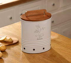 Canny Potato Storage Barrel with Wooden Lid