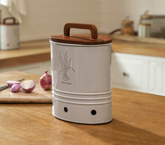Canny Onion Storage Barrel with Wooden Lid