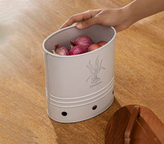 Canny Onion Storage Barrel with Wooden Lid