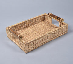 Handwoven Water Hyacinth Table Tray with handle