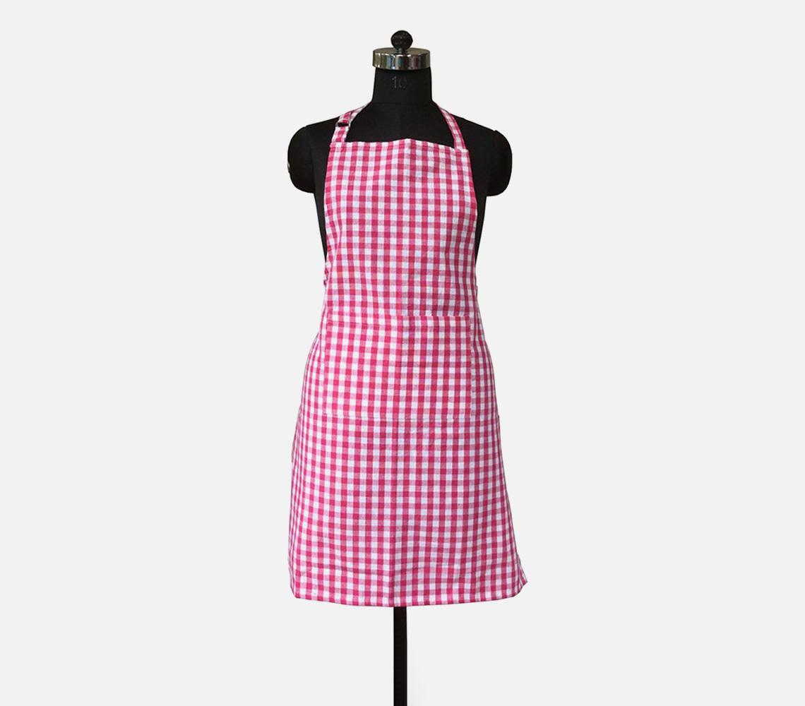 Cotton Pink Gingham Checks Apron