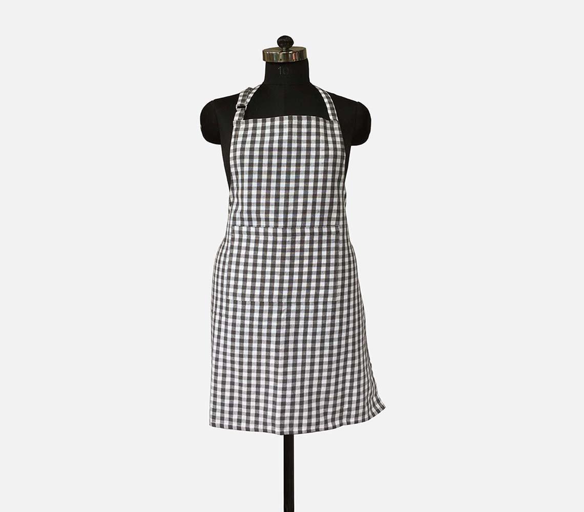 Cotton Grey Gingham Checks Apron