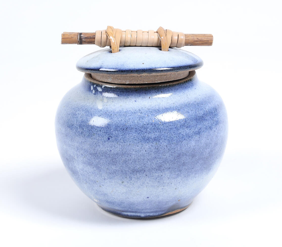 Azure Speckled Ceramic Canister