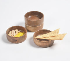 Turned Classic Acacia Wood Bowls (set of 4)