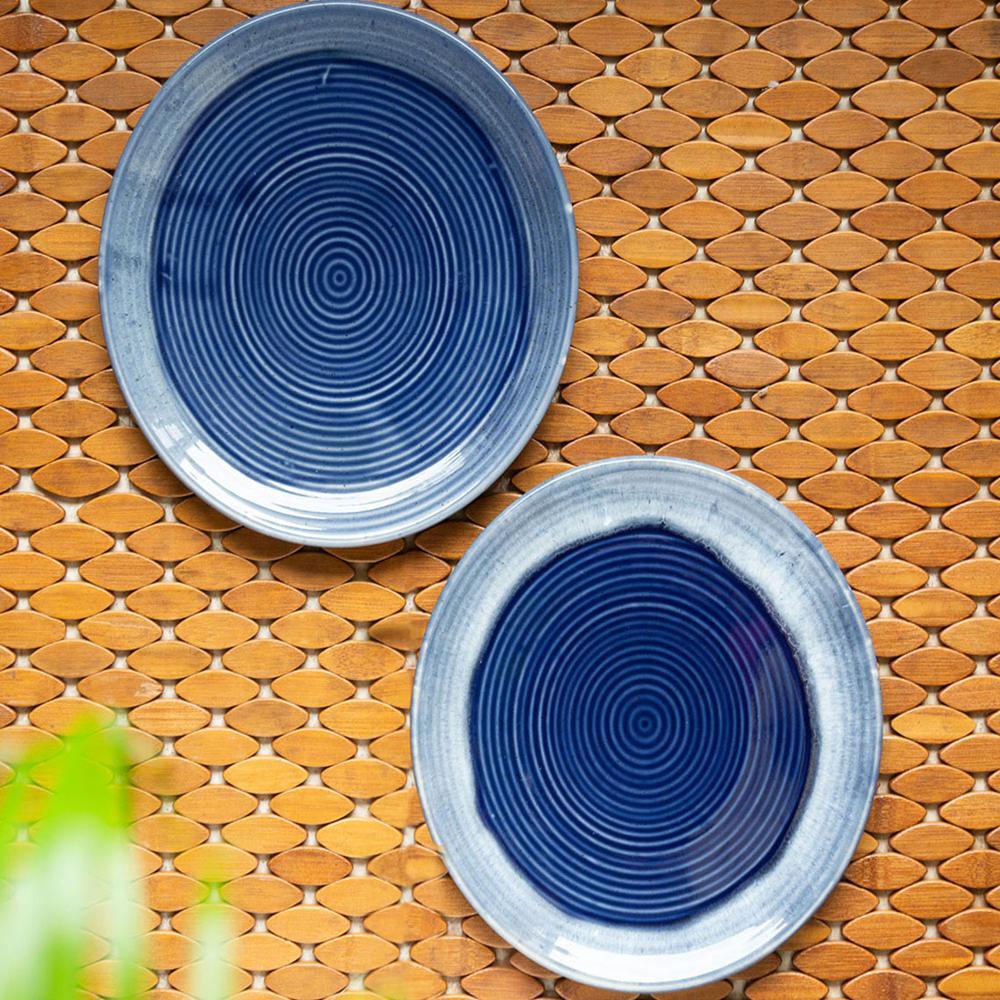 Sapphire Glazed Ceramic Dinner Plates (Set of 2)