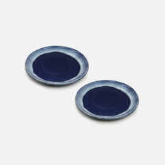 Sapphire Glazed Ceramic Dinner Plates (Set of 2)