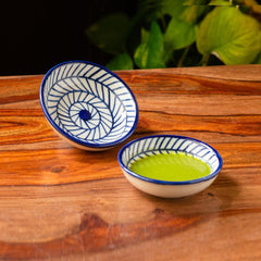 Hand Painted Ceramic Chevron Chutney Bowls (Set of 2, 25 ml)