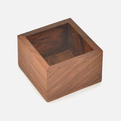 Hand Cut Wooden Square Spice Box with Spoon