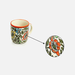 Hand Painted Ceramic Floral Coffee & Tea Mugs (Set of 2, 340 ml)