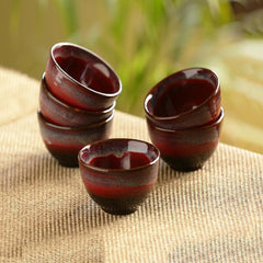 Mystic Crimson Ceramic Dinner Bowls (Set of 6)
