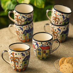 Hand Painted Ceramic Coffee & Tea Cups (Set of 6)