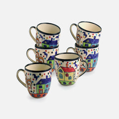 Hand Painted Ceramic Coffee & Tea Cups (Set of 6)