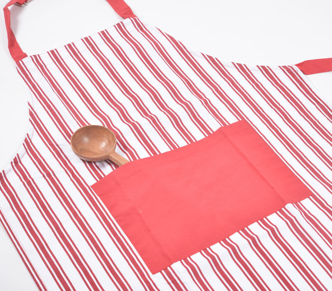 Handcrafted Striped Bold Christmas Cotton Apron
