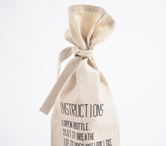 Typographic Drawstring Canvas Wine Bag