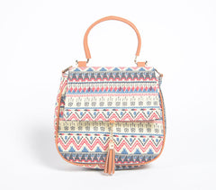 Boho Printed Handbag with Tassel