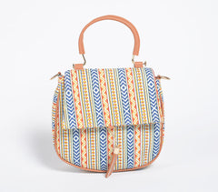 Panel Printed Handbag with Tassel