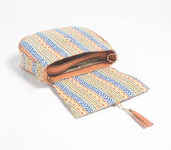 Panel Printed Handbag with Tassel