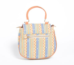 Panel Printed Handbag with Tassel