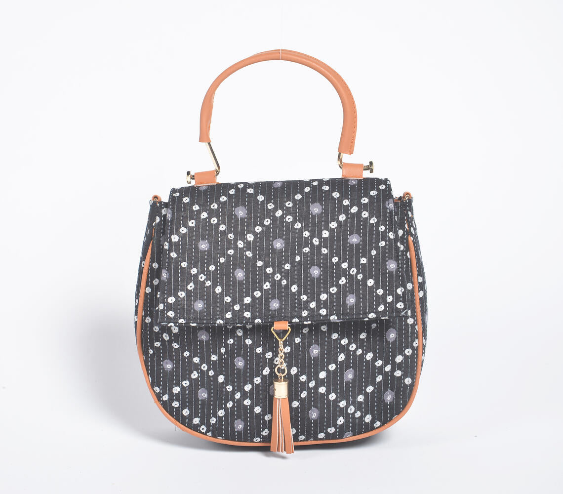 Bandhani Printed Handbag with Tassel