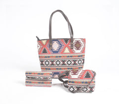 Jacquard Weave Tote, Sling & Wallet Set