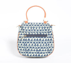 Indigo Triangle Printed Handbag with Tassel