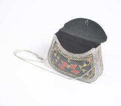 Mosaic Antique Metal Baguette Clutch with Chain Sling