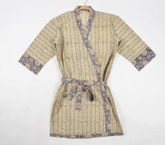 Colt Striped Block Printed Kimono with Floral Tie Up Belt