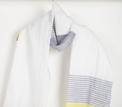 Handloom Cotton Grey & Yellow Colorblock Scarf
