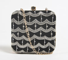Embroidered Glass Beads Monochromatic Clutch Bag