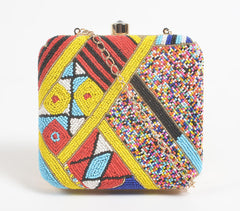 Constructivism Glass Beads Ornate Clutch Bag