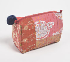 Patch Work Cotton Red Eco-Friendly Cosmetic Pouch
