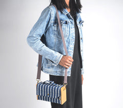 Upcycled DIY Striped Sling Clutch with Adjustable Strap