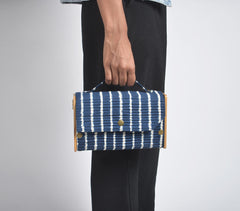 Upcycled DIY Striped Sling Clutch with Adjustable Strap