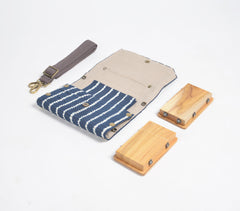 Upcycled DIY Striped Sling Clutch with Adjustable Strap