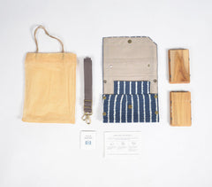 Upcycled DIY Striped Sling Clutch with Adjustable Strap