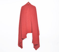 Knitted Lambswool Red Shawl Wrap