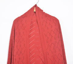 Knitted Lambswool Red Shawl Wrap