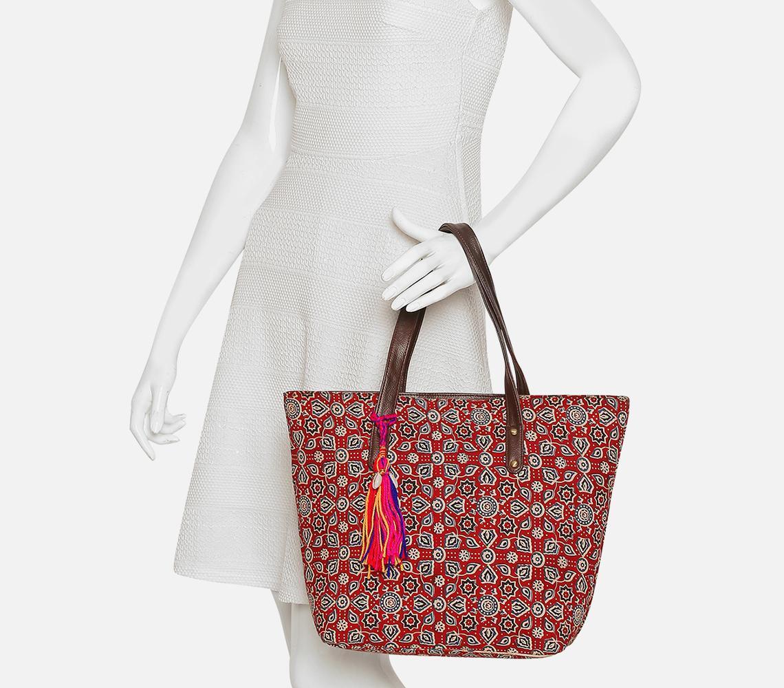 Red Cheese Printed Tote Bag