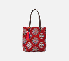 Handcrafted Leatherette Ethnic Red Handbag