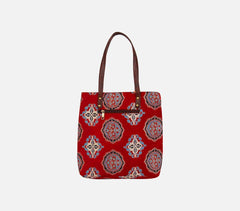 Handcrafted Leatherette Ethnic Red Handbag