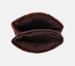 Handcrafted Leatherette Ethnic Red Handbag