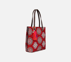 Handcrafted Leatherette Ethnic Red Handbag