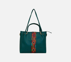 Handcrafted Leatherette Dark Aqua Green Sling Bag (Set of 5)