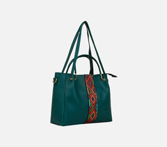 Handcrafted Leatherette Dark Aqua Green Sling Bag (Set of 5)