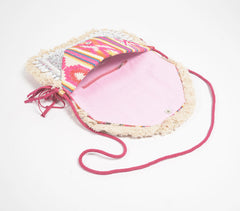 Sequin Embellished Fringed & Tasseled Sling Bag